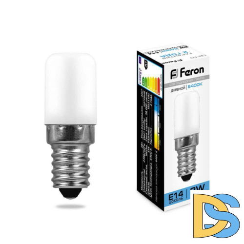 Лампа светодиодная Feron E14 2W 6400K Цилиндр Матовая LB-10 25988