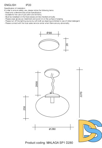 Подвесной светильник Crystal Lux MALAGA SP1 D280 CHROME