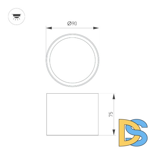 Накладной светильник Arlight SP-BISCOTTO-R90-8W Warm3300-MIX (BK, 80 deg, 230V) 054911