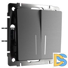 Выключатель двухклавишный Werkel с подсветкой (графит матовый) W1120164