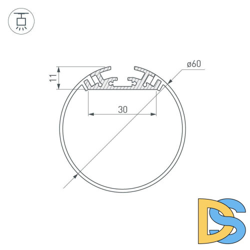 Профиль Arlight SL-ROUND-D60-2000 ANOD 019286