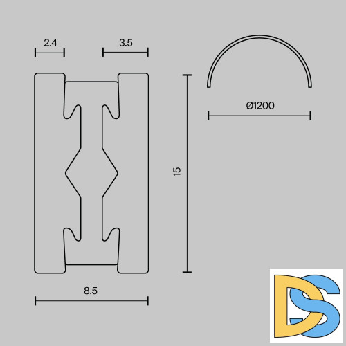Шинопровод накладной/подвесной Maytoni Flarity TRX154-2SR-D1200-B