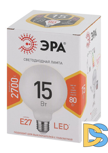 Лампа светодиодная Эра E27 15W 2700K LED G95-15W-2700K-E27 Б0049077