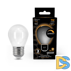 Лампа светодиодная филаментная диммируемая Gauss E27 9W 3000К матовая 105202109-D