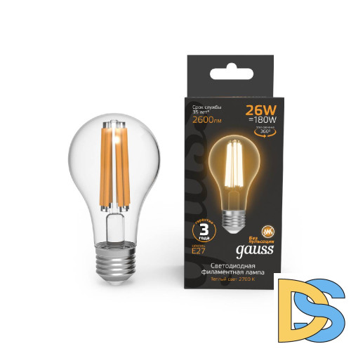Лампа светодиодная Gauss Filament E27 26W 2700K 102902126