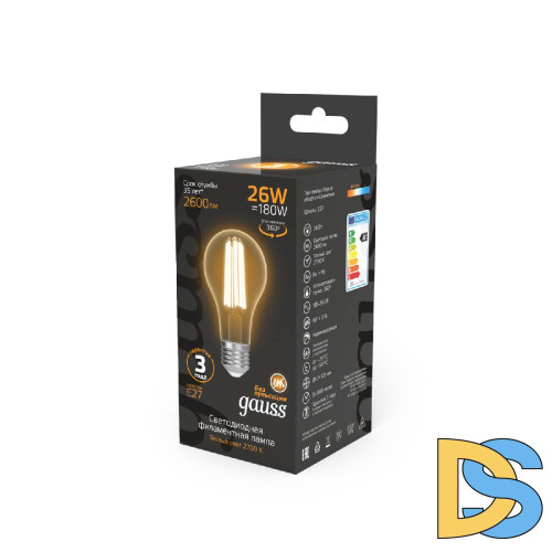 Лампа светодиодная Gauss Filament E27 26W 2700K 102902126