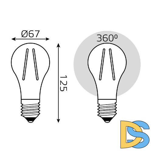 Лампа светодиодная Gauss Filament E27 26W 2700K 102902126