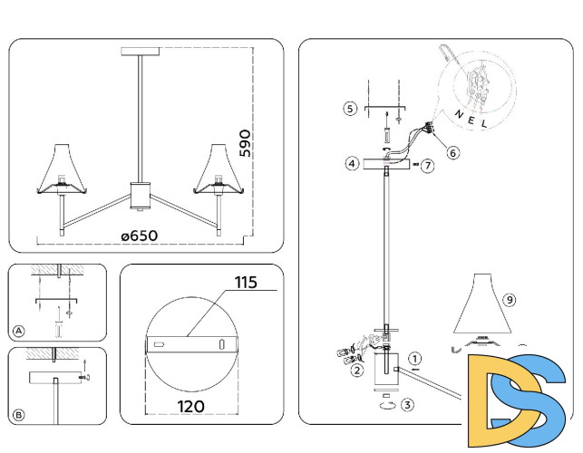 Люстра на штанге Ambrella Light High Light Modern LH57133