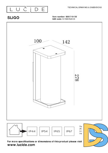 Уличный настенный светильник Lucide Sligo 15807/01/30