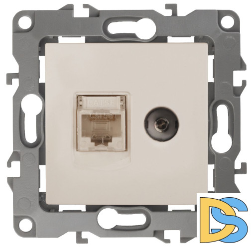 Розетка комбинированная RJ45+TV Эра 12-3110-02 Б0027442