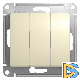 Выключатель 3-клавишный, Бежевый, серия Glossa, Schneider Electric