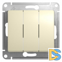 Выключатель 3-клавишный, Бежевый, серия Glossa, Schneider Electric