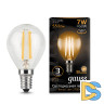 Лампа светодиодная филаментная Gauss E14 7W 2700К прозрачная 105801107