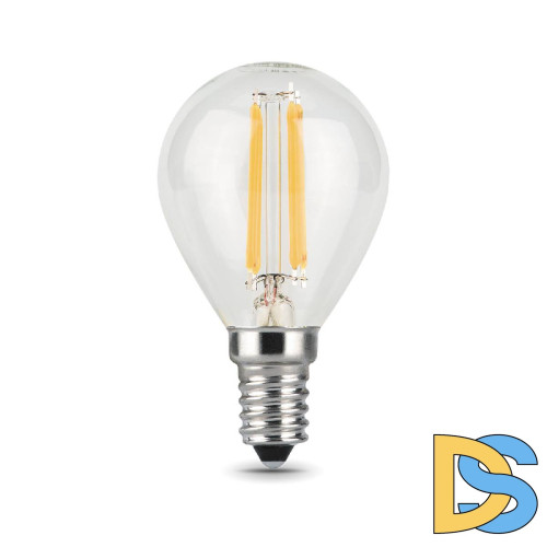 Лампа светодиодная филаментная Gauss E14 7W 2700К прозрачная 105801107