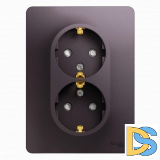 Розетка 2-ая электрическая с заземлением с защитными шторками, Сиреневый туман, серия Glossa, Schneider Electric