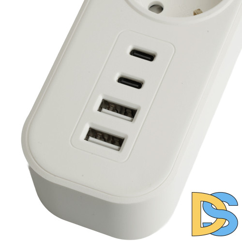 Сетевой фильтр 3-местный с/з и 2 USB-A+2 Type-C 3 Stekker Nova HM21-31-03 50100