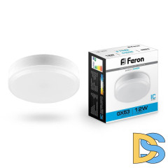 Лампа светодиодная Feron GX53 12W 6400K Таблетка Матовая LB-453 25868