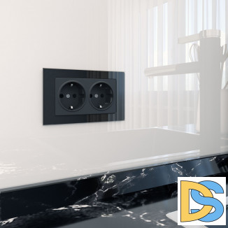 Рамка для двойной розетки (черный) W0081108