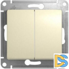 Выключатель 2-клавишный, Молочный, серия Glossa, Schneider Electric