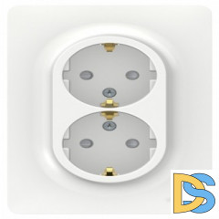 Розетка 2-ая электрическая с заземлением с защитными шторками, Белый, серия Unica New, Schneider Electric