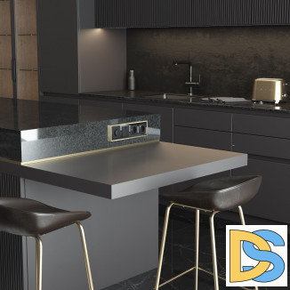 Рамка на 4 поста Baguette (черный/латунь) W0042852