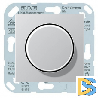 Светорегулятор поворотно-нажимной Jung ECO Profi 1000 Вт, проходной Алюминий