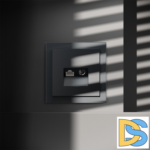 Розетка телевизионная встраиваемая VOLTUM S70 TV+RJ45 кат. 6, (графит)