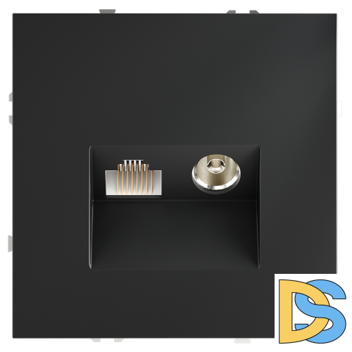 Розетка телевизионная встраиваемая VOLTUM S70 TV+RJ45 кат. 6, (графит)