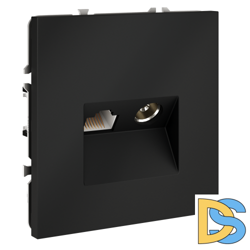 Розетка телевизионная встраиваемая VOLTUM S70 TV+RJ45 кат. 6, (графит)