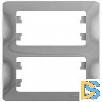 Рамка 2-ая (двойная) вертикальная, Алюминий, серия Glossa, Schneider Electric