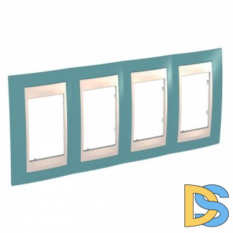 Рамка 4-ая (четверная), Синий/Бежевый, серия Unica, Schneider Electric