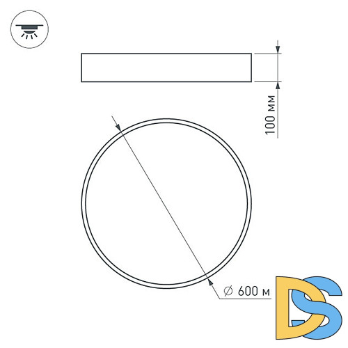 Потолочный светильник Arlight SP-TOR-PILL-PRISM-R600-50W Day4000 (BK, 100 deg, 230V) 023000(3)
