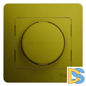 Диммер поворотно-нажимной, 300Вт универсальный, Фисташковый, серия Glossa, Schneider Electric