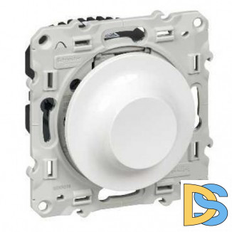 Диммер поворотно-нажимной, 400Вт для ламп накаливания, Белый, серия Odace, Schneider Electric