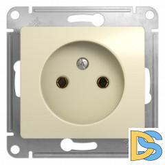 Розетка 1-ая электрическая без заземления, Бежевый, серия Glossa, Schneider Electric