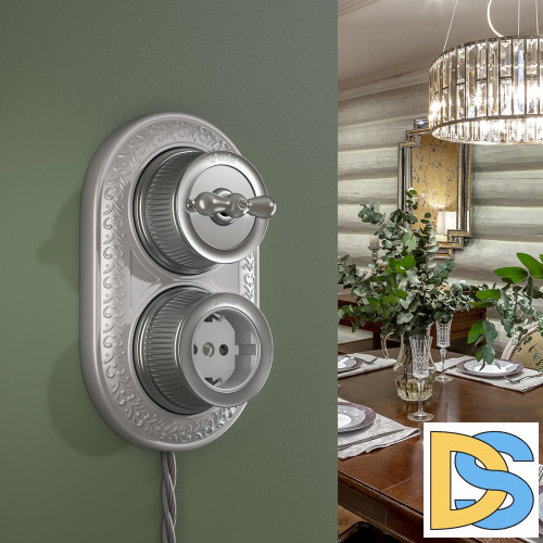 Выключатель Werkel на 4 положения двухклавишный Retro матовый хром WL19-01-05 4690389143427