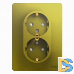 Розетка 2-ая электрическая с заземлением с защитными шторками, Фисташковый, серия Glossa, Schneider Electric