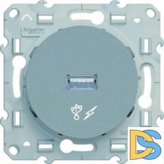 Розетка USB 1-ая, Алюминий, серия Odace, Schneider Electric