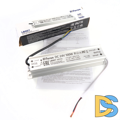 Трансформатор для светодиодной ленты Feron LB007 100Вт 24В IP67 48059