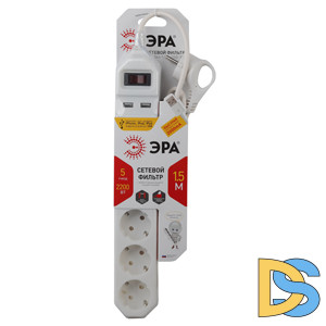 Сетевой фильтр Эра USF-5es-1.5m-USB-W Б0019037