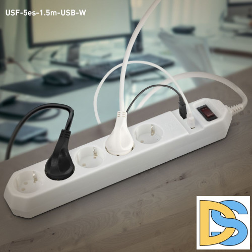 Сетевой фильтр Эра USF-5es-1.5m-USB-W Б0019037