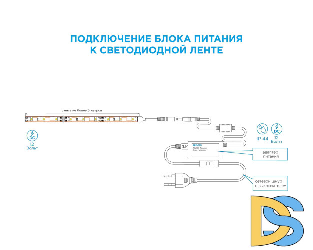 Блок питания Apeyron 12В 72Вт IP44 6А разъем 2,5х5,5мм 03-21