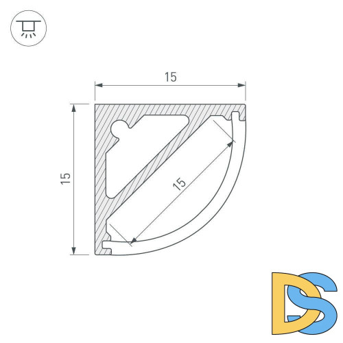 Профиль Arlight SL-KANT-H15-2000 ANOD 019327