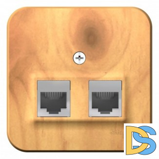 Розетка 2-ая ТЛФ/КОМП, RJ45+RJ11, кат.5E, изолир пластина Schneider Blanca Ясень