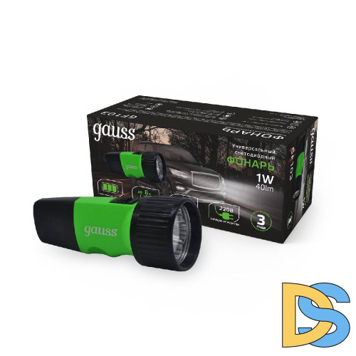 Ручной светодиодный фонарь Gauss аккумуляторный 130х50 40 лм GF103
