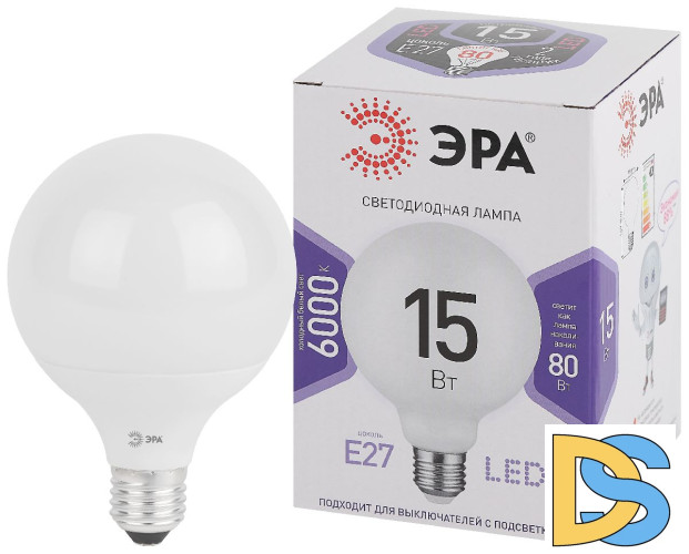 Лампа светодиодная Эра E27 15W 6500K LED G95-15W-6000K-E27 Б0049079