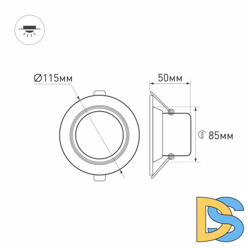 Встраиваемый светодиодный светильник Arlight LTD-80WH 9W Warm White 018043