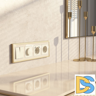 Рамка на 4 поста Baguette (айвори/латунь) W0042851