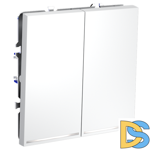 Выключатель встраиваемый VOLTUM S70 двухклавишный с подсветкой 10А, (белый матовый)