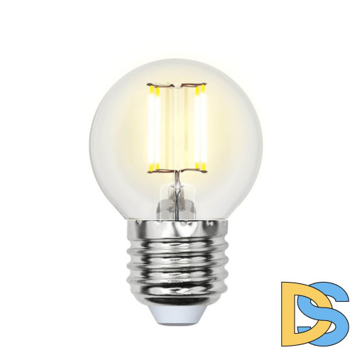 Лампа светодиодная филаментная (UL-00001370) Uniel E27 6W 4000K прозрачная LED-G45-6W/NW/E27/CL PLS02WH